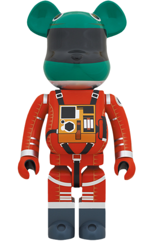 1000% BEARBRICK L'ODYSSEE DE L'ESPACE CASQUE VERT ET COMBINAISON SPATIALE ORANGE